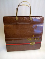 Shopping Bag Gucci Originale Busta Carta Rigida Manici Oro Vintage 36x41x14