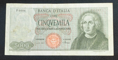 5000 lire colombo tipo - 5000, 1°