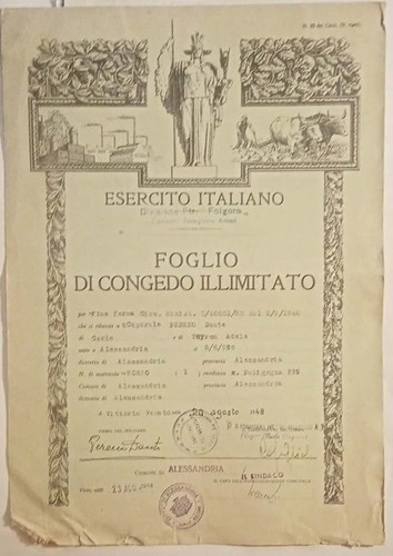 Foglio congedo esercito - foglio, congedo-esercito