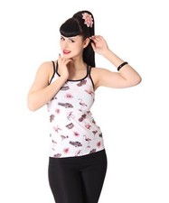 Tatuaggio fenicottero marca liquore Vegas rockabilly porta spaghetti top