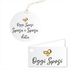 Bigliettini Bomboniera Personalizzato - OGGI SPOSI MOD 4 - con piega o tondo