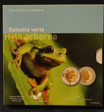 5 euro Lussemburgo 2017 argento e niobio proof fondo specchio rana verde