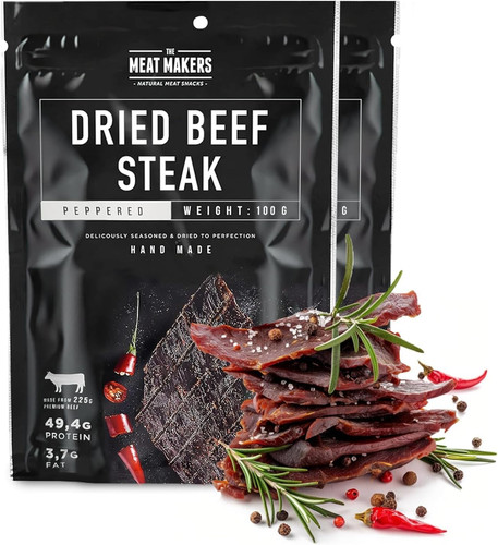 Peppered dried beef jerky - dried,