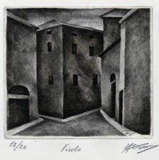 ARMANDO DONNA  "  " VICOLO" 1949  BULINO su rame - INCISIONE - COLLEZIONISMO