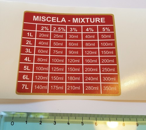 Adesivo miscela tabella - , vespa