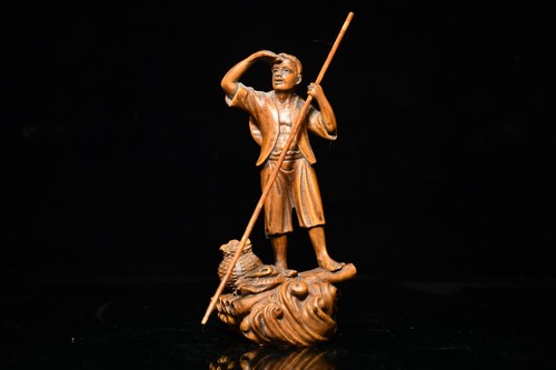 Statua pescatore uomo - , bosso