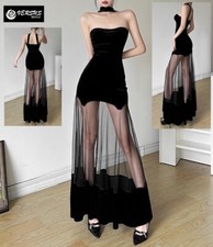 Vestito Donna Abito Lungo Tulle Trasparente Woman Maxi Tulle Dress 110415B