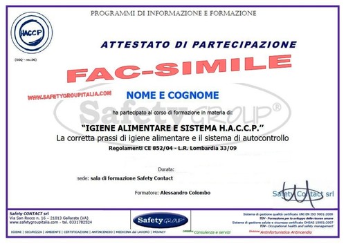 Attestato alimentarista - attestato,
