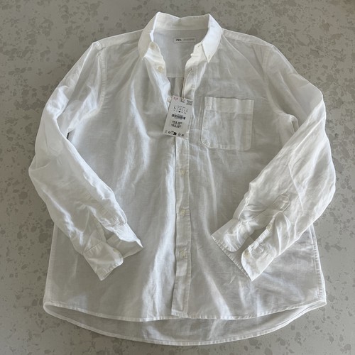 Zara camicia uomo lino bianco - camicia,