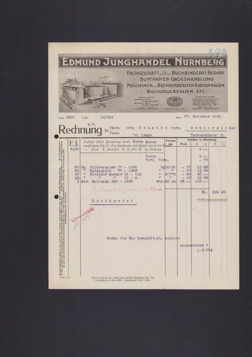Nürnberg rechnung 1920 - nÜrnberg,,