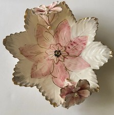 Piatto vintage Capodimonte ceramica italiana fatto a mano floreale 8"