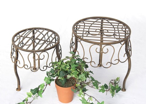 Sgabello fiori metallo marrone
