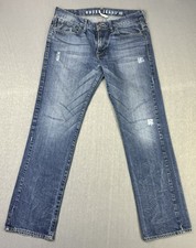 Jeans GUESS LINCOLN UOMO STRAIGHT FIT W34 L31 D 50 DISTRUTTI BLU invecchiato