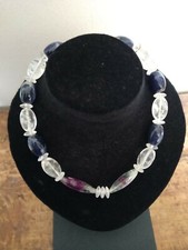  Quarzo YALINO-FLUORITE-SODALITE :Collana donna pietre dure