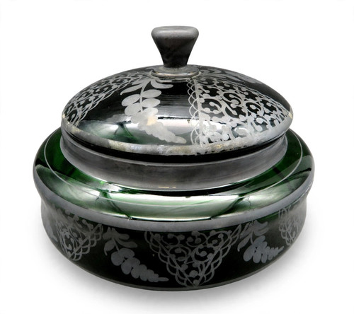 Antico vaso vetro verde con - in,