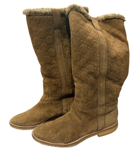 Gucci suede monogram shearling - gucci,
