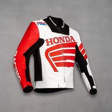 New Honda Motorcycle Leather Racing Jacket Men Biker Motorsports Armor Protected