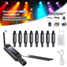 Trasmettitore Wireless DMX512 e 8 ricevitori batteria per Moving Head LED Halloween