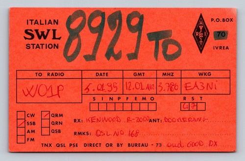 Radioamatore qsl swl 8999 - qsl,