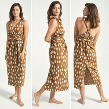 Abito midi Mara Hoffman Calypso marrone oliva a pois taglia L