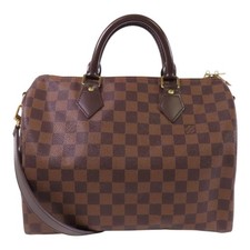 Borsa a tracolla Louis Vuitton LV GHW Speedy 30 borsa a mano N41367 Damier Ebene marrone