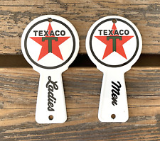 VINTAGE  TEXACO RESTROOM PETROLEUM PRODUCTS PORCELAIN GAS PUMP STATION SIGNS