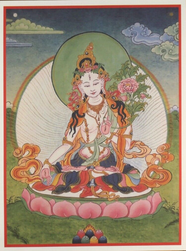 Tara bianca thanka buddista - bianca,,