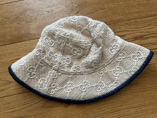 Gucci Cotton Blend Canvas Bucket Hat LIAM GALLAGHER OASIS Size L 58 cm Bianco