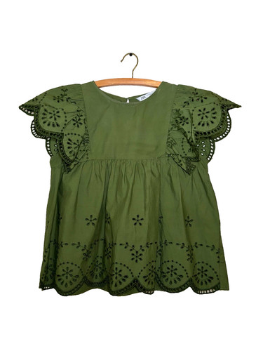 Blusa girocollo zara verde - blusa,