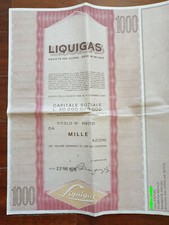 Liquigas 1974 Titolo Azionario 1000 Mille Azioni 
