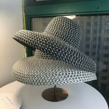 Cappello donna estivo spiaggia paglia pieghevole sun grande larghezza tesa vintage moda nuovo