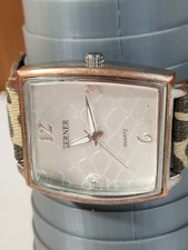 TERNER Quartz Watch Women's Rectangle Rose Gold Tone Case Leopard Print Band NEW