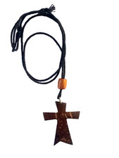 Collana Rasta Radici Guarigione Marrone Croce Fatta a Mano Cocco Uomo Donna...