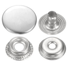 30Set Pulsante Tappo a Pressione 17mm Fissaggio a Scatto in Metallo per Ombrelli, Argento