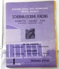 XVII OLIMPIADE GIOCHI OLIMPICI ROMA 1960 PROGRAMMA SCHERMA FIORETTO MASCHILE