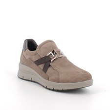 Slip on donna con zeppa in pelle fango ENVAL SOFT