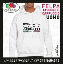 FELPA CAPPUCCIO TASCONE UOMO STAMPA ABARTH 500 2 PERSONALIZZATA STAMPATA