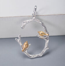 I04 Rimorchio Ovale Ramoscello Con 2 Placcato Oro Scopare Argento Sterling 925