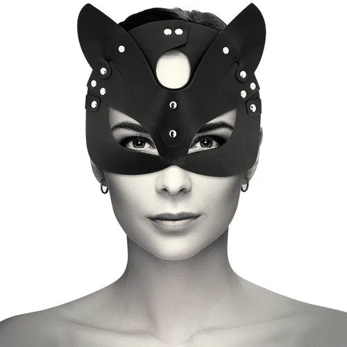 Maschera gatto nero pelle - nero,