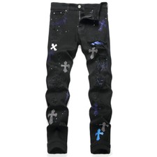 Jeans Uomo Lusso Nero Diamante
