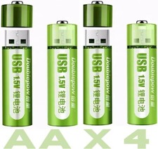 4 batterie ricaricabili USB AA