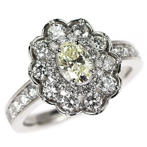 Anello ovale con diamanti