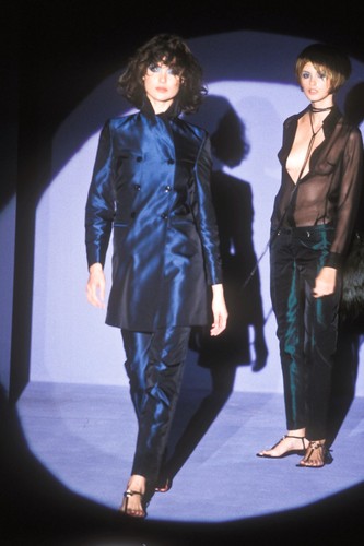 Cappotto seta blu iridescente
