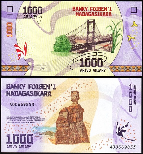 Madagascar billet 1000 ariary - madagascar,