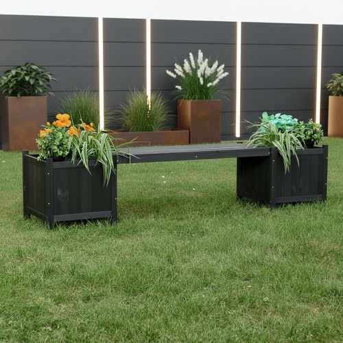Panca giardino nera con - giardino, 2