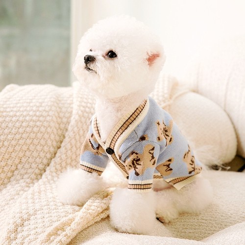 Maglione cardigan cane - , righe