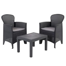 Set Salotto da Giardino Effetto Rattan 2 Persone con cuscini - Antracite AKI1042