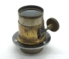 Raro copripignone e cremagliera stile Petzval un elemento vetro ottone 5x7" bello