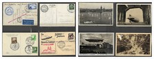 REGNO ZEPPELIN POSTA AEREA - QUATTRO INTERESSANTI CARTOLINE ILLUSTRATE