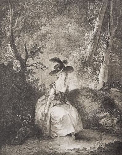 Estampe femme galante - , au